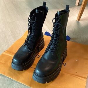 Ash Lace up Combat Boots Genuine Leather